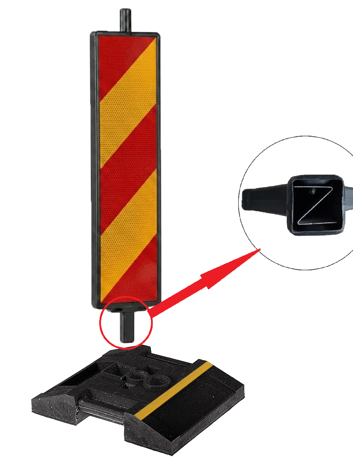 Baliză Direcțională Stânga/Dreapta cu Suport 15 Kg, include Z metal și benzi reflectorizante, CLASA II