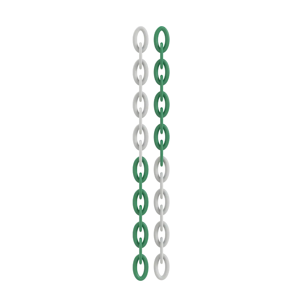 Lanț din Plastic Rola, Verde+Alb, 8mm x 25m