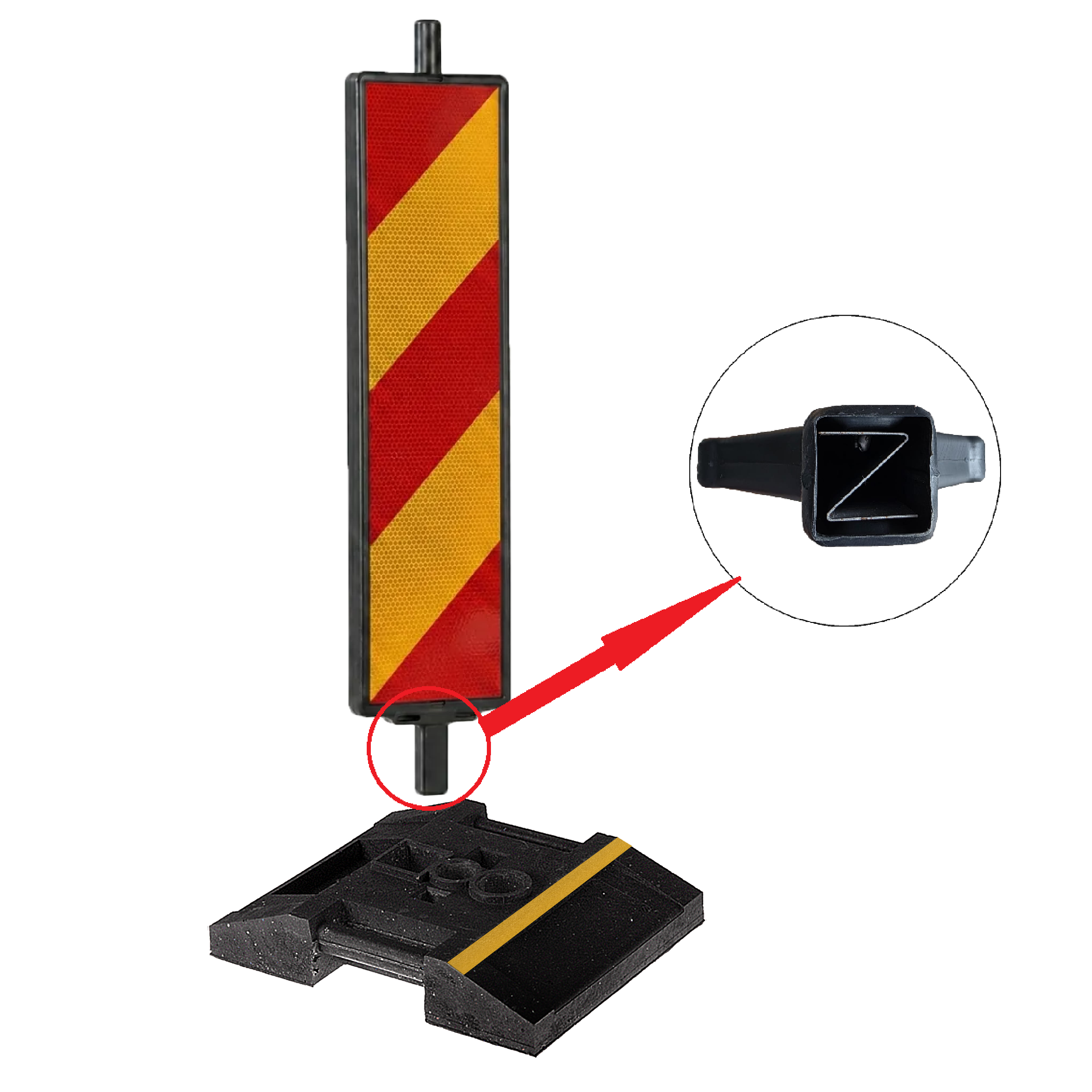 Baliză Direcțională Stânga/Dreapta cu Suport 15 Kg, include Z metal și benzi reflectorizante, CLASA I