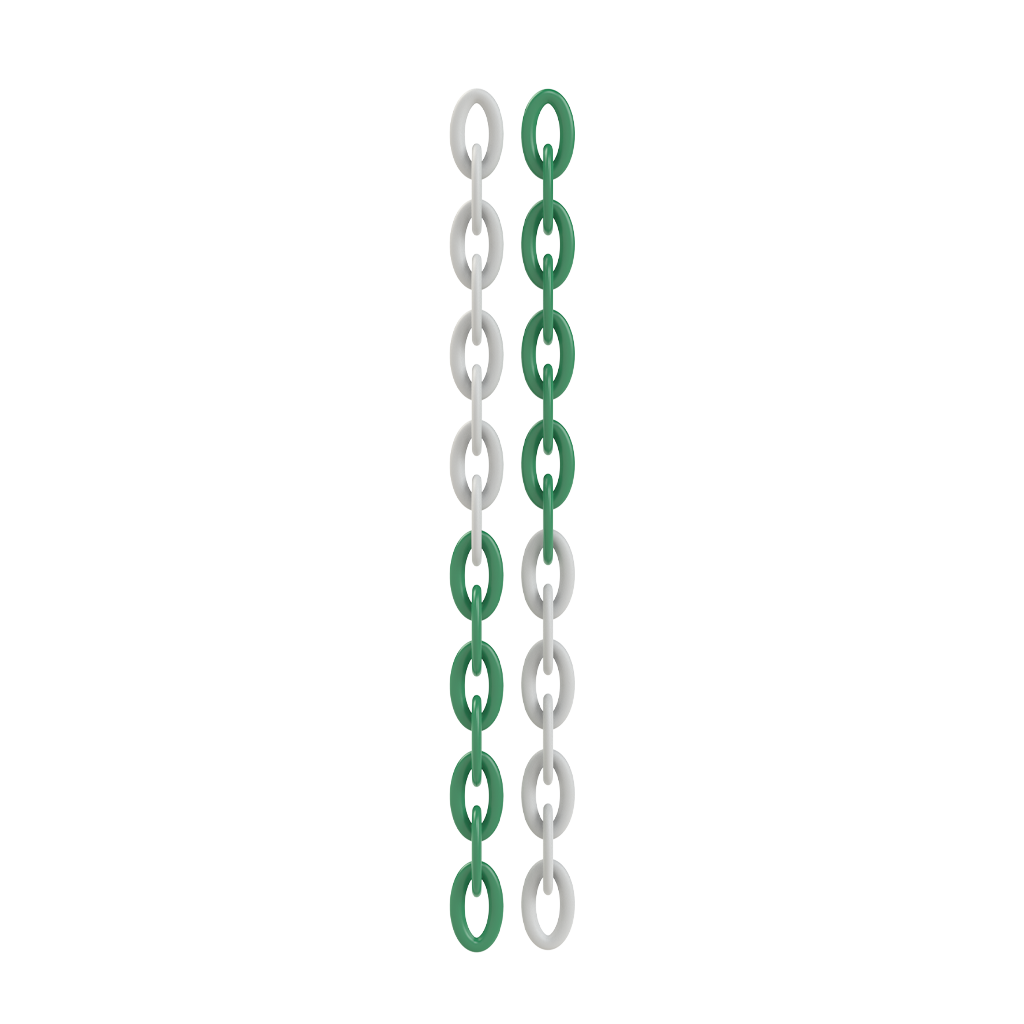 Lanț din Plastic Rola, Verde+Alb, 6mm x 25m